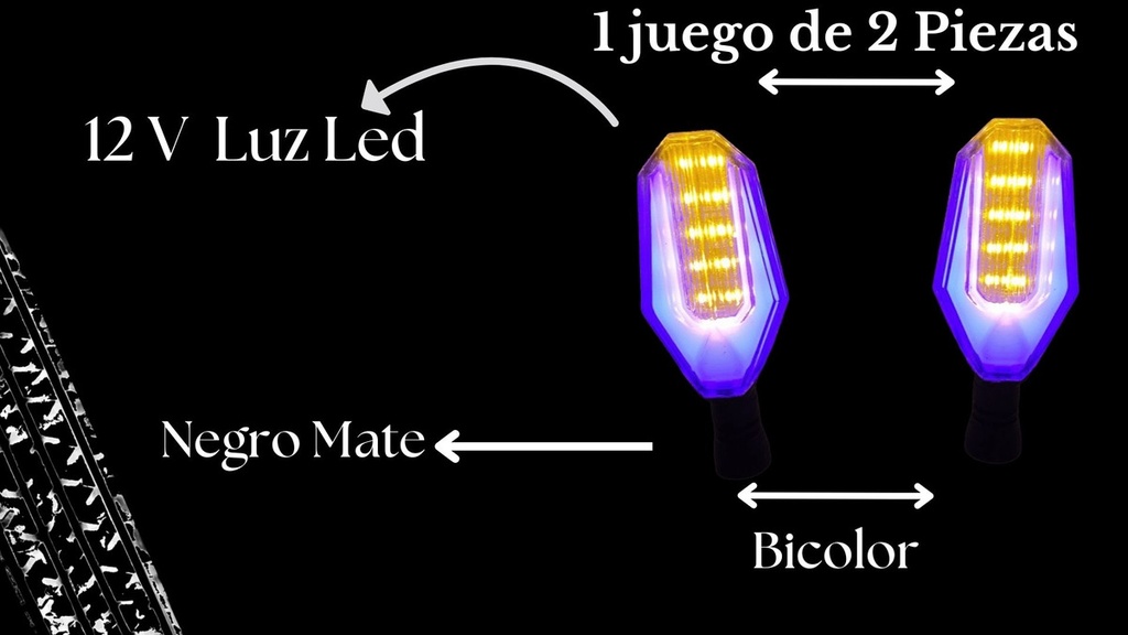 Direccional Negro Led Moto Universal