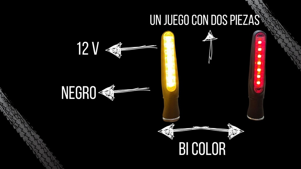Direccional Negro Mate Led 4cables Luz Multicolor Moto Univ