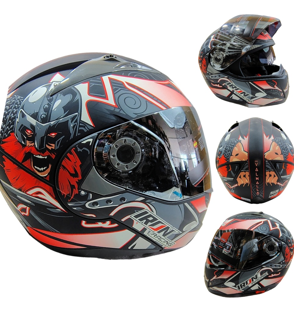 Casco Abatible Iron Racing Ir-105 Doble Mica Dot V