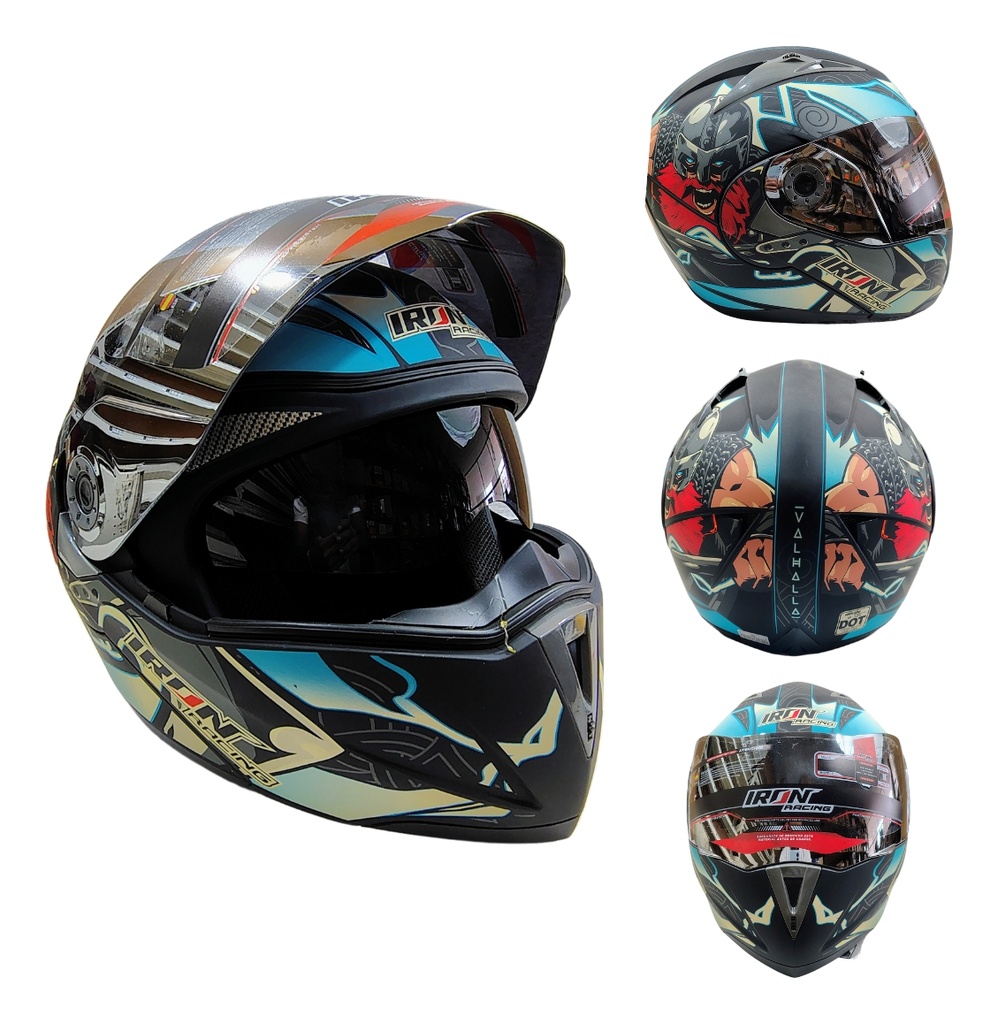 Casco Abatible Iron Racing Ir-105 Doble Mica Dot V