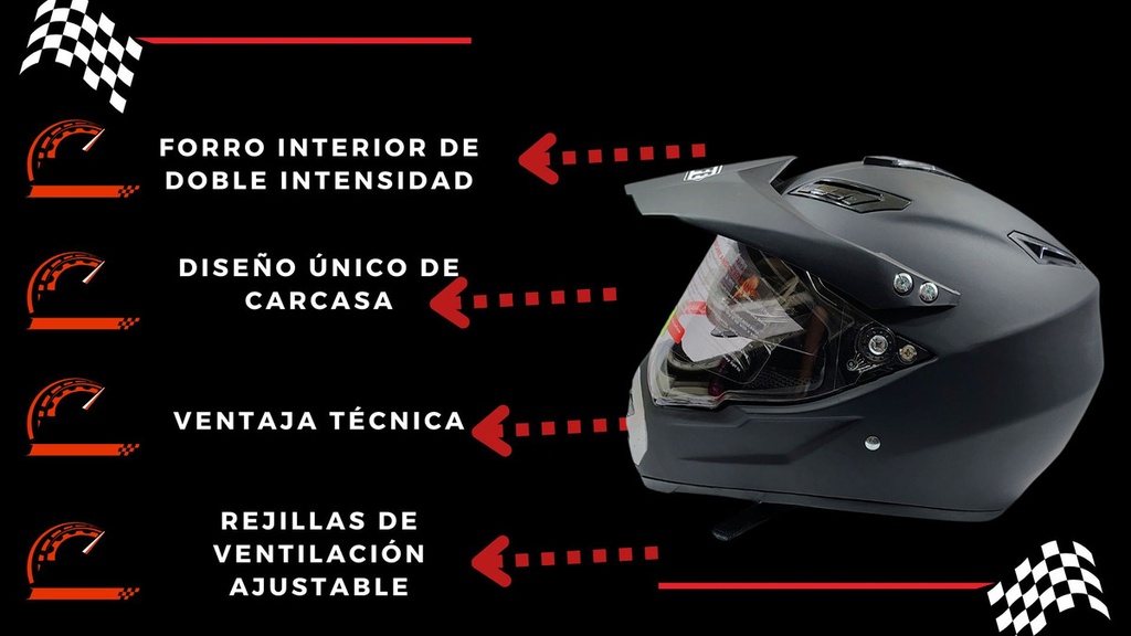 Casco Cross Cerrado  Doble Mica Dot