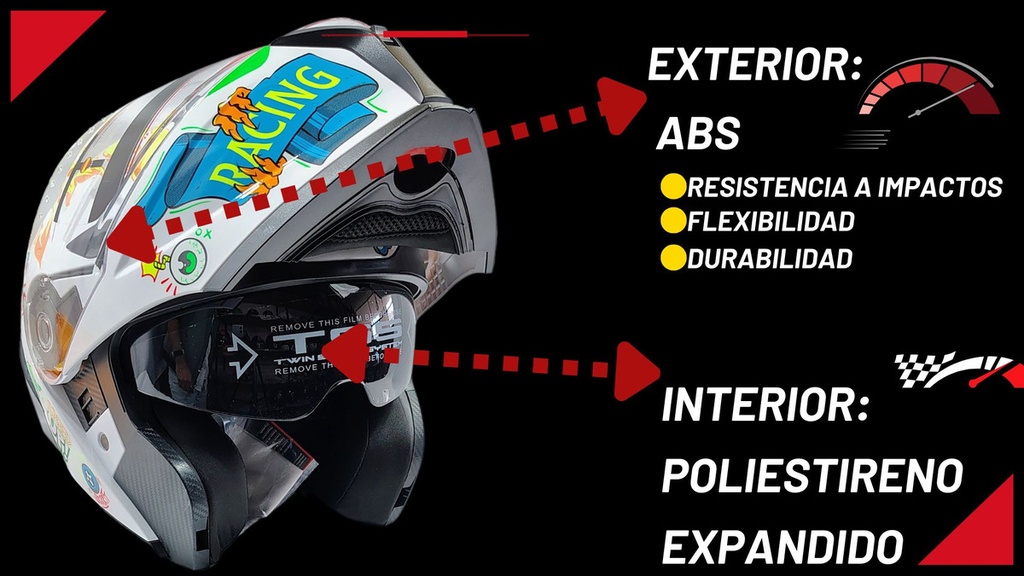 Casco Abatible Speedup Blanco Iron Racing