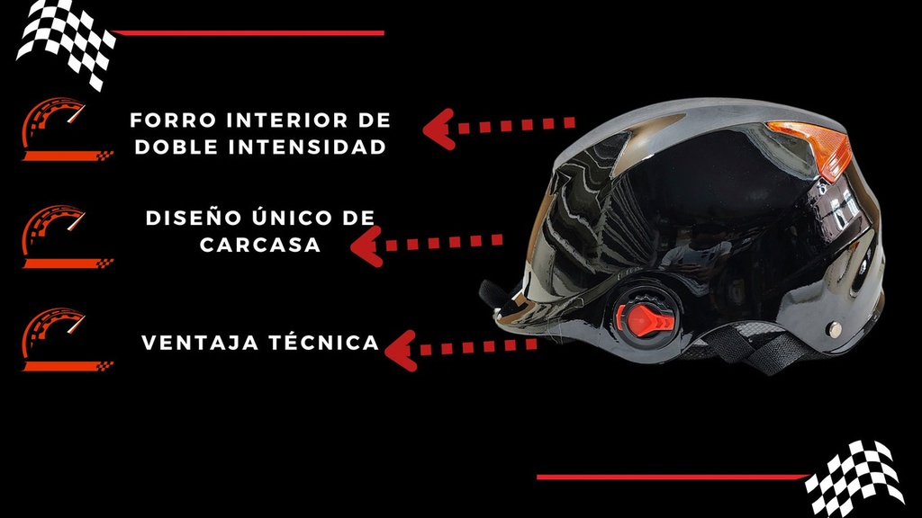 Casco Moto 1/2 Cachucha Negro Brilloso