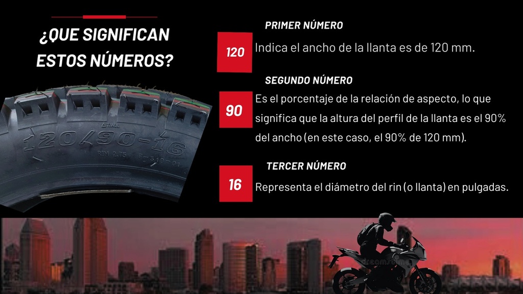 Llanta Moto Matsuma 120/90-16 6pr Tubeless 272kg 63p