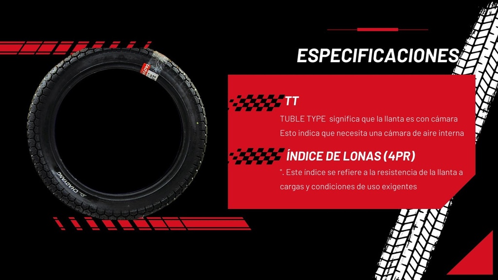 Llanta Moto Chaoyang H620 3.00-18 Tt 175kg 47p Dot