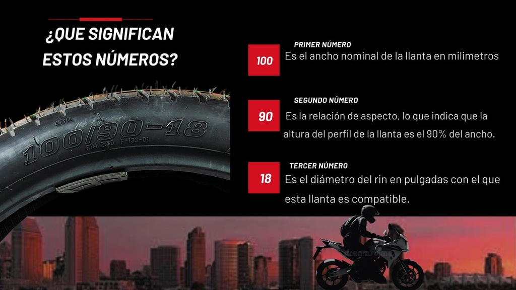 Llanta De  Moto Marca  Matsuma  100/90-18 Sin Cámara  Rin 18