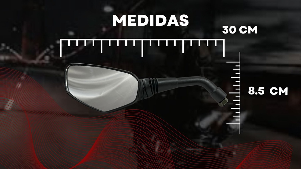 Espejo Retrovisor Moto Negro 10mm Pulsar 200ns Marca Red Par