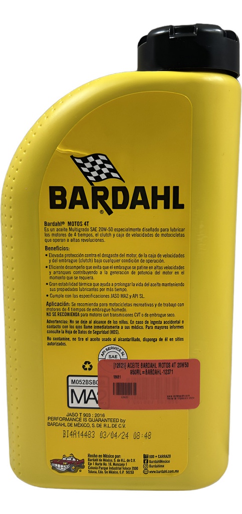 Aceite Bardahl 4t 20w-50: Máxima Protección Y Rendimiento