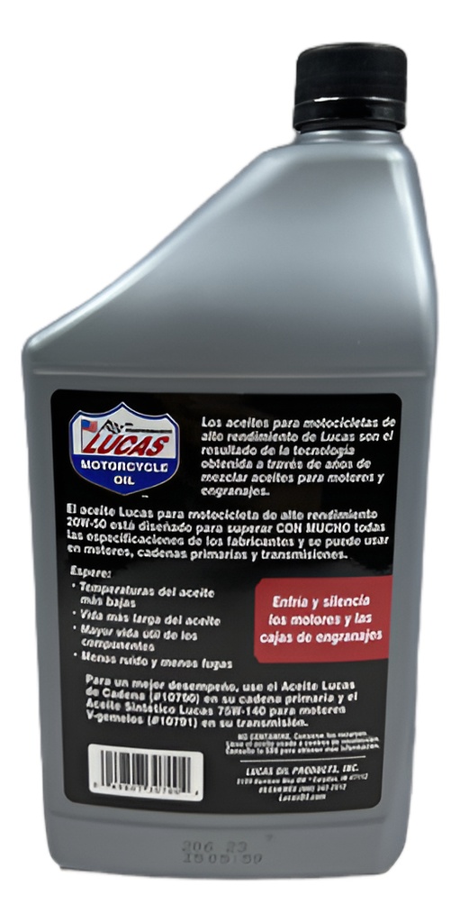 Aceite Moto Lucas Alto Rendimiento  20w-50 946ml