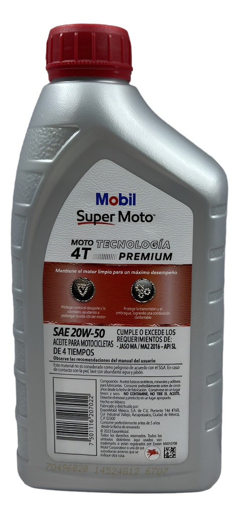 Aceite Mobil Super Moto Mineral Jaso 4t 20w50 .946ml
