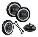 Par Faro Delantero 7  Redondo Led Ojo Angel Lupa 6500*2