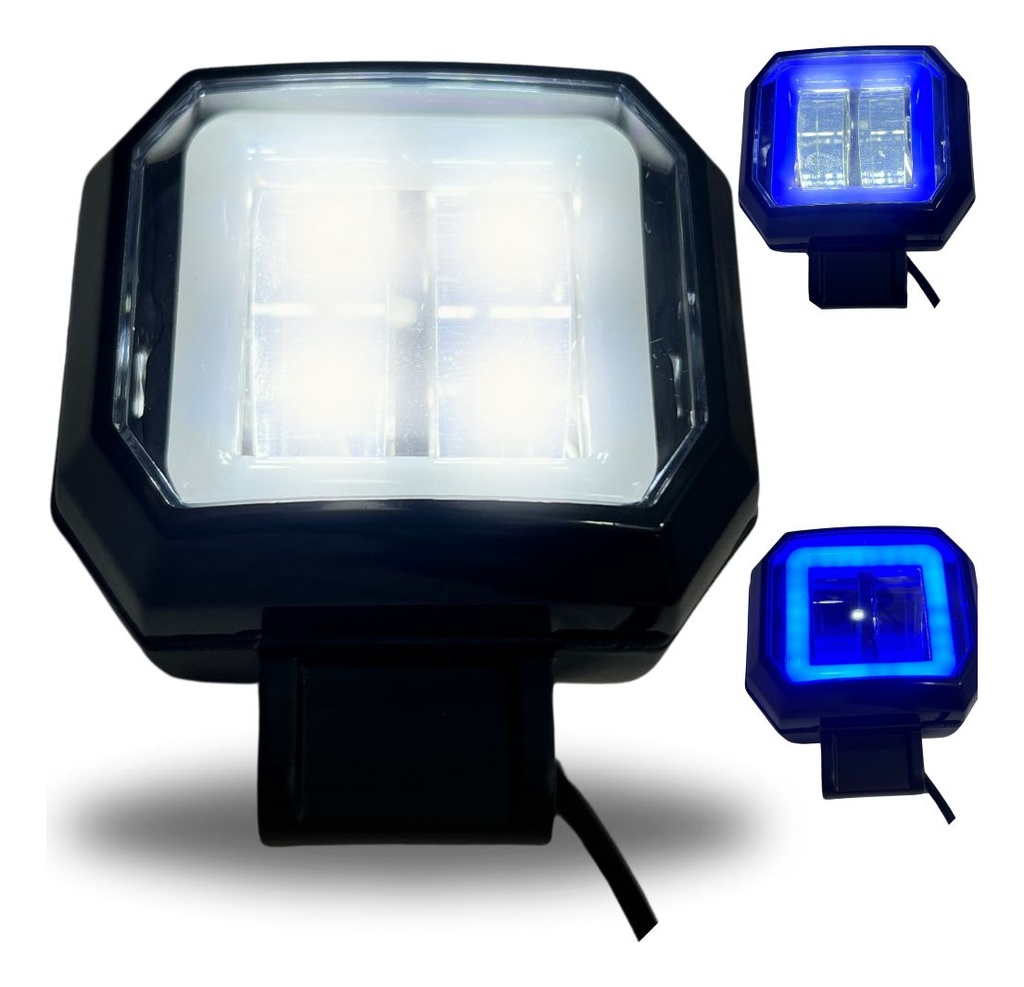 Faro Cuadrado Auxiliar Hyperled Ojo Angel Azul Blanco 20w
