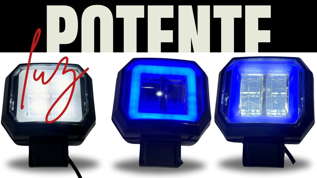 Faro Cuadrado Auxiliar Hyperled Ojo Angel Azul Blanco 20w