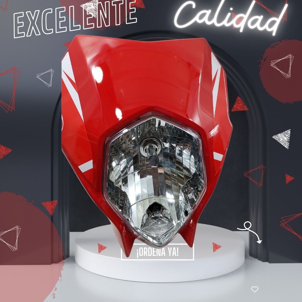 Faro Completo Para Moto Dm150 Rojo