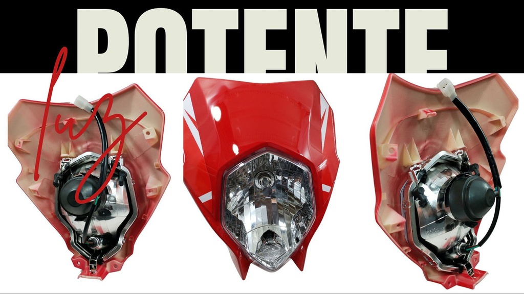 Faro Completo Para Moto Dm150 Rojo
