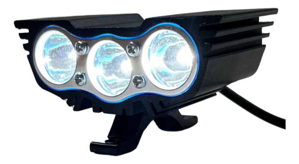Faro Moto 3 Led Dc 10-95v 30w Estrobo Negro