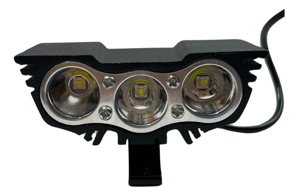 Faro Moto 3 Led Dc 10-95v 30w Estrobo Negro