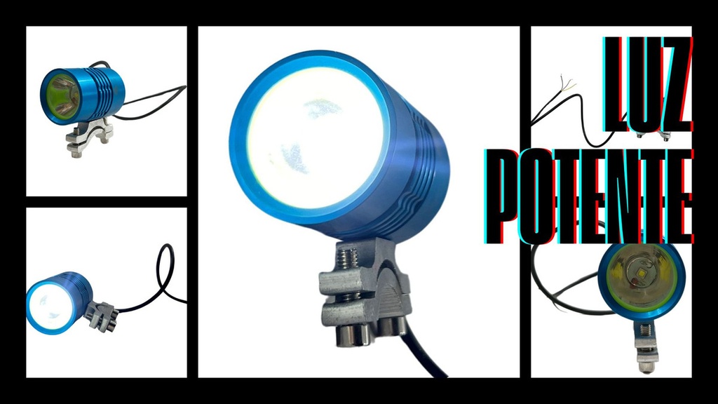 Faro Led Moto Luz Blanca Carcasa Azul 10w