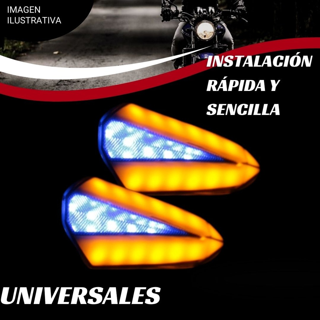 Direccional Para Motocicleta Universal Led Bi-color Varios