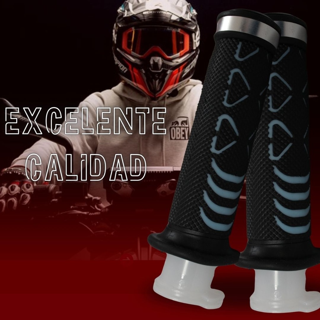 Juego De Puños Para Moto Goma Suave Azul Marca Matsuma
