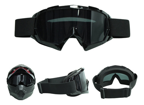GOOGLES P/MOTO DEPORTIVO NEGRO BRILLO