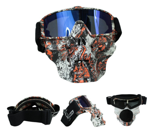 GOGGLES PARA MOTO "MÁSCARA CALAVERA" IRON RACING CON DISEÑO JOKER