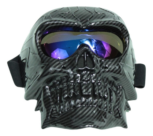 GOGGLES PARA MOTO IRON RACING GRIS/NEGRO CALAVERA LENTE AZUL
