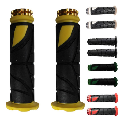 JUEGO DE PUÑOS PARA MOTO UNIVERSAL GOMA SUAVE  AMARILLO