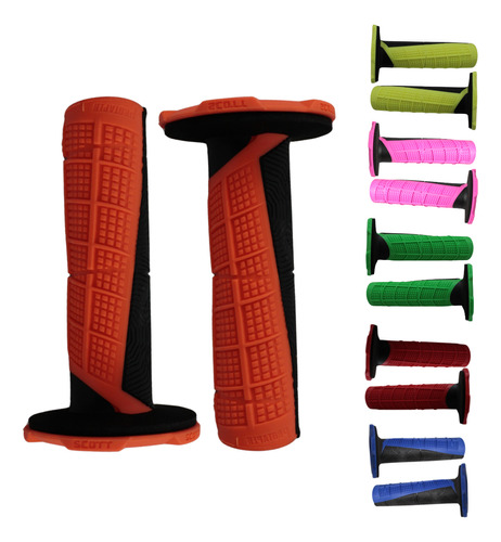 JUEGO PUÑOS DE GOMA PLASTICA PARA MOTO COLOR NARANJA