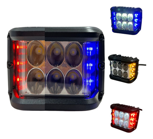 FARO AUXILIAR MOTO HYPERLED CON ALARMA LUZ Y AZUL ROJO 3600LM