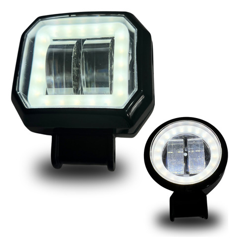 [EN-2WL-03BI] FARO CUADRADO 2" BLANCO+AMARILLO CON ARO BLANCO ES