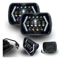 PAR FAROS DELANTEROS RECTANGULARES LED OJO ANGEL FLECHA 7"