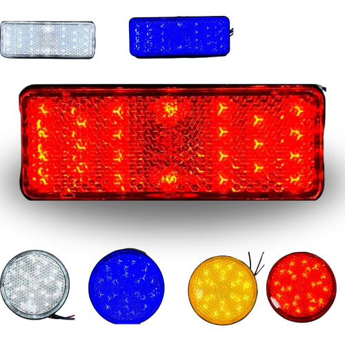 FARO LED REFLECTOR ROJO (RECTANGULO) LUZ ALTA Y BAJA