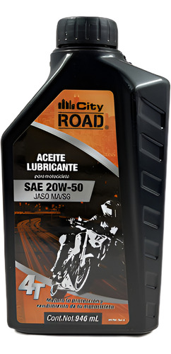 ACEITE LUBRICANTE CITY ROAD 4T SAE 20W50 JASO MA/SG TODOS