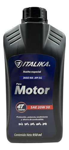 ACEITE ITALIKA MOTOR 4T SAE 20W50 JASO MA API SG 950ML TODOS