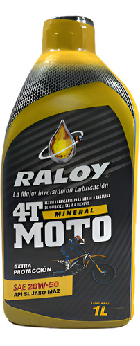 ACEITE PARA MOTO RALOY API SL JASO MA2 4T SAE 20W50 1L MINERAL