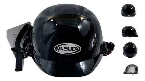 CASCO 1/2 CACHUCHA ABS CALIDAD ISO NEGRO BRILLANTE  M/L