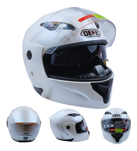 CASCO ABATIBLE DOBLE MICA BLANCO PERLA (XL) DOT