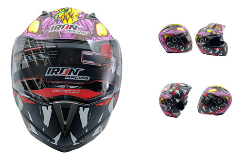 CASCO ABATIBLE IRON RACING IR-105 DOBLE MICA DOT