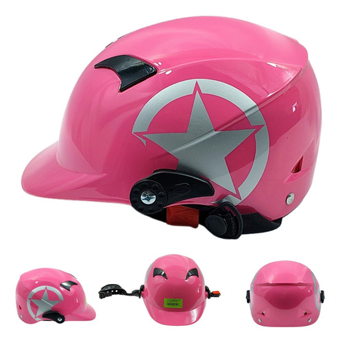 CASCO NIÑO 1/2 ABS MSD-508 ESTRELLA ROSA