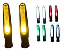 DIRECCIONAL NEGRO MATE 12V 12LED RUNNING AMARILLA