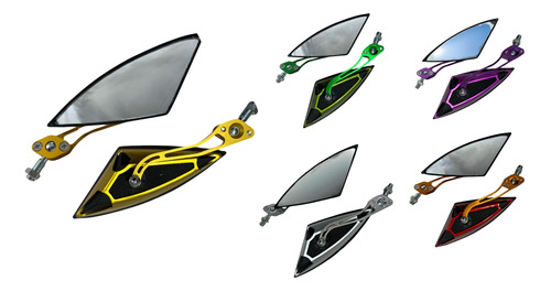 ESPEJO IRON RACING TRIANGULO NEGRO/DORADO