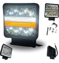 FARO LED CUADRADO 22LED BLANCO 12 COLOR ESTROBO 1PZA